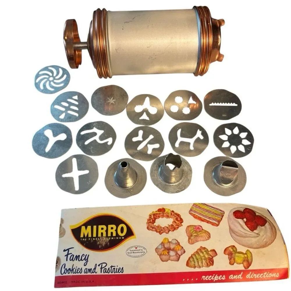 Vintage Mirro Aluminum Cookie Press & Accessories